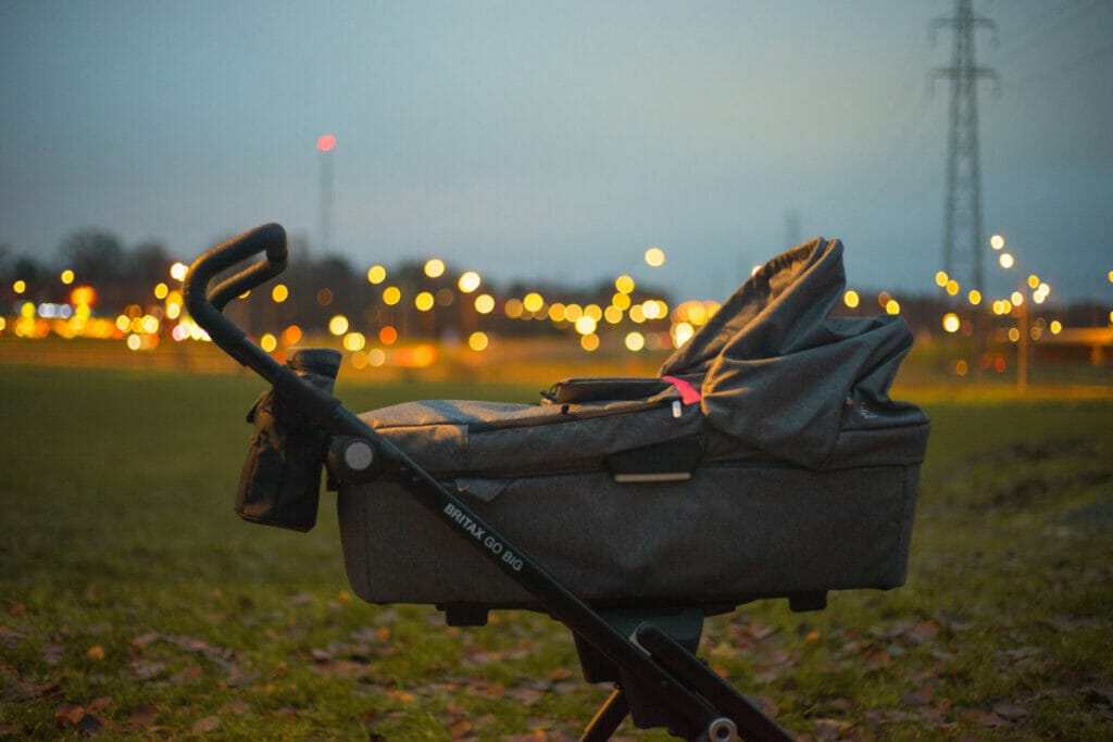 stroller in field