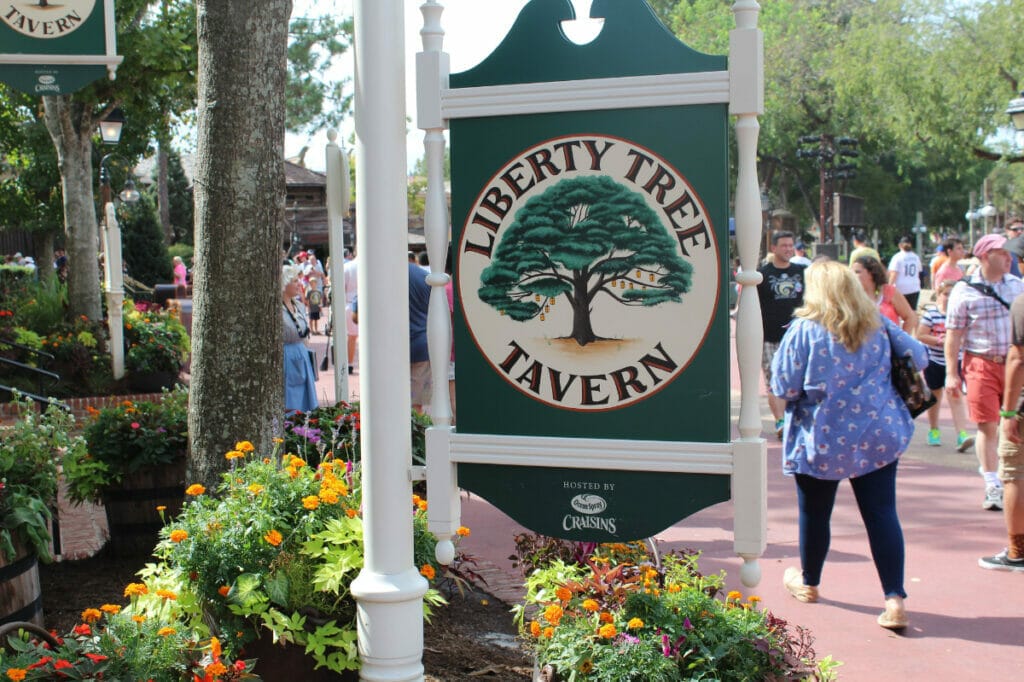 Liberty Tree Tavern sign at Magic Kingdom