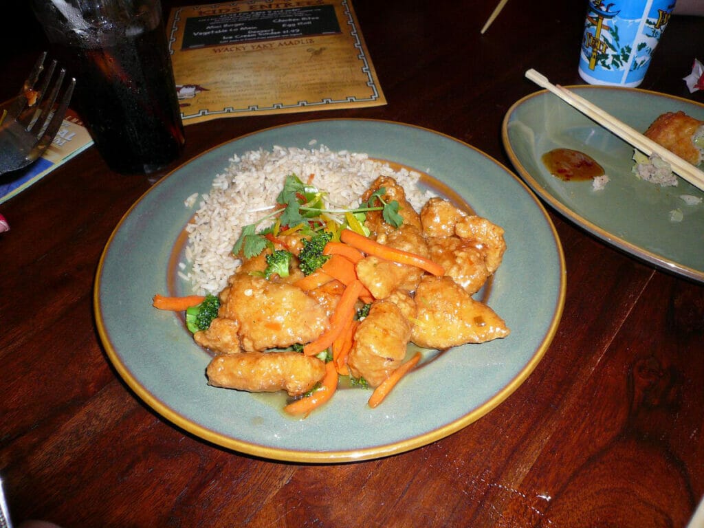 honey chicken at yak and yeti