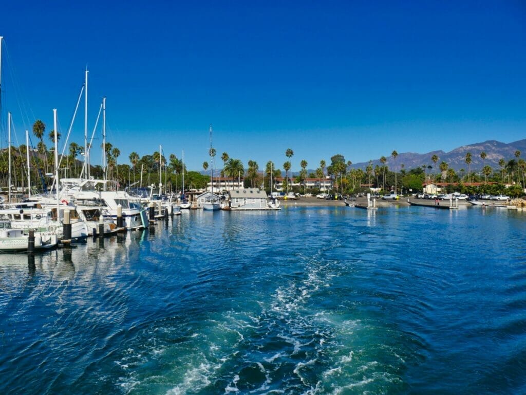 Santa Barbara harbor from boat