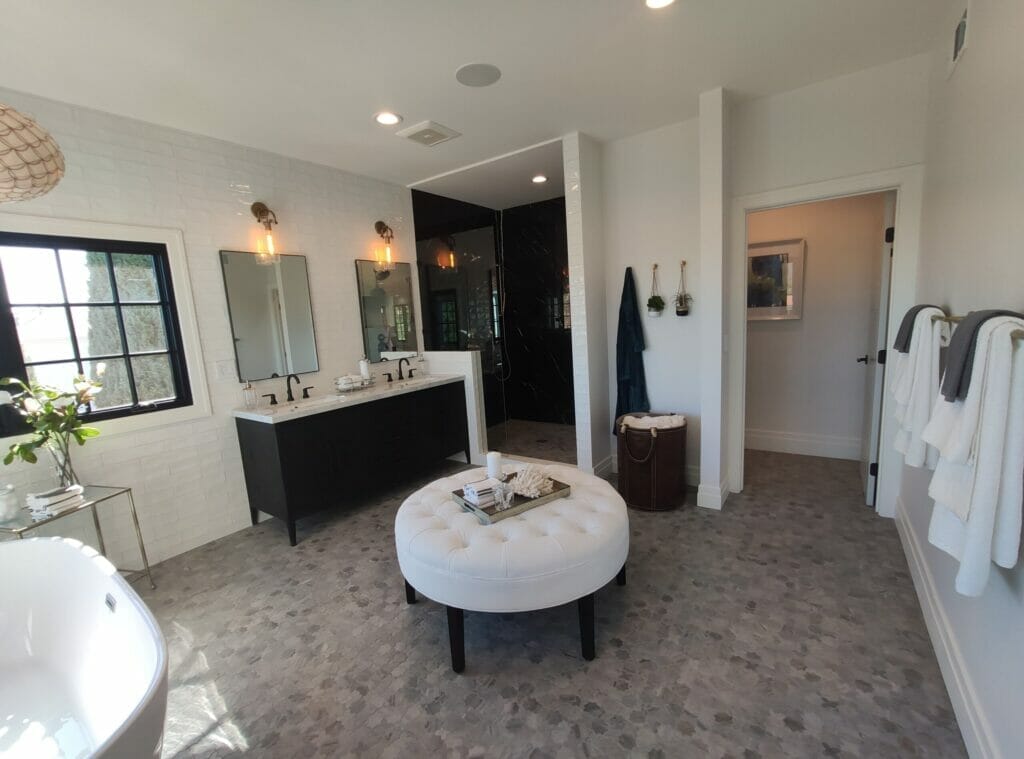 inside of a large bathroom