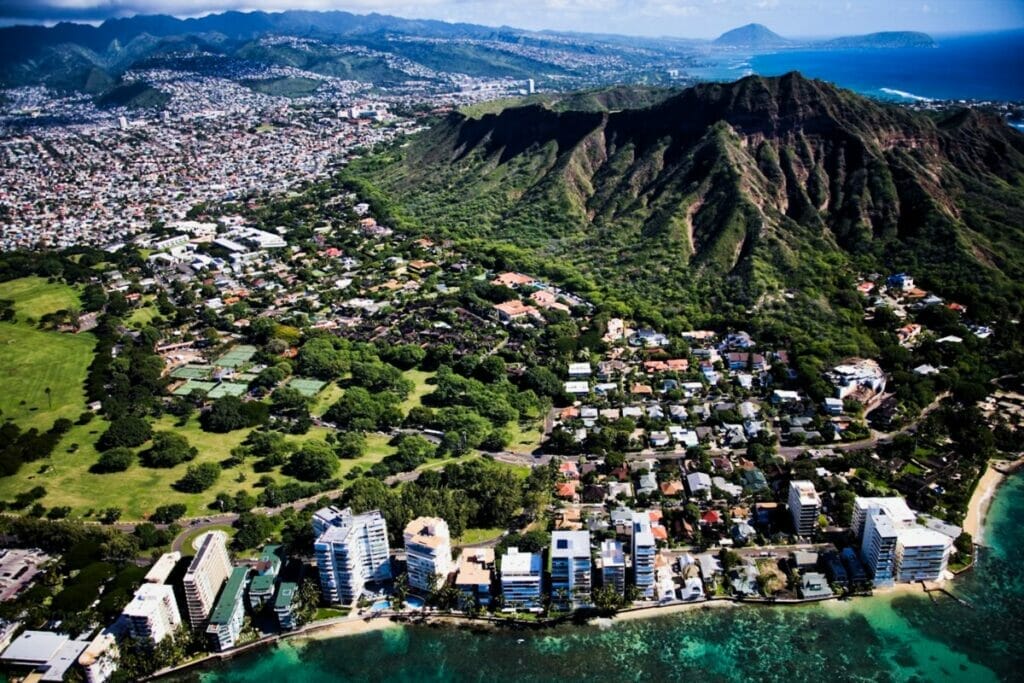 aerial view of Oahu