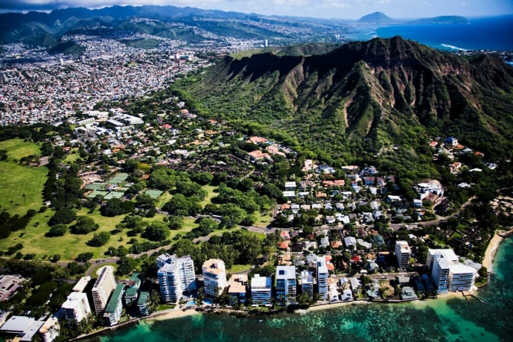 aerial view of Oahu