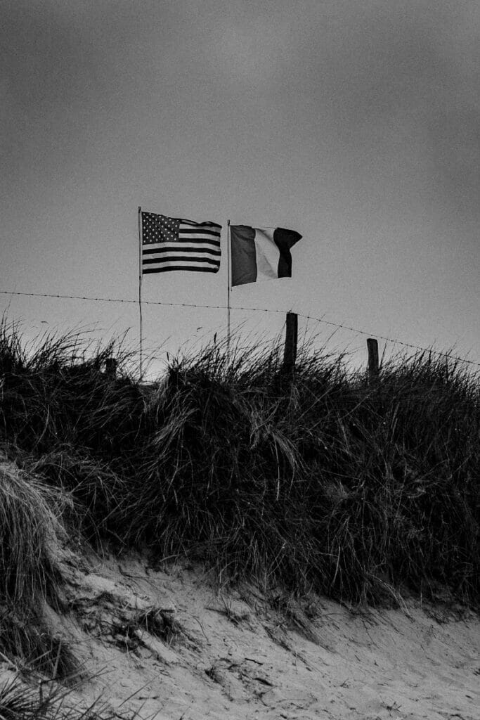 French and American flags