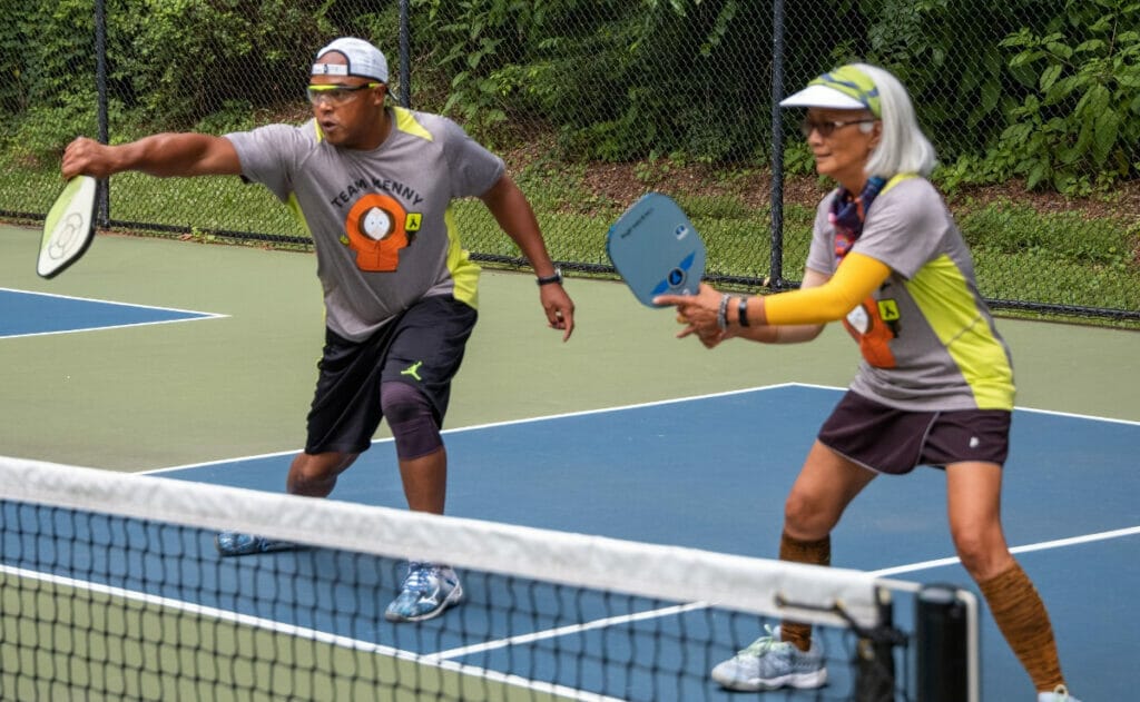 People playing pickleball