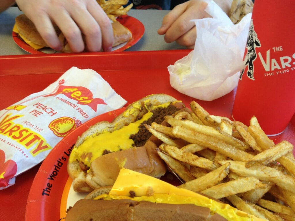 Burger and fries from The Varsity