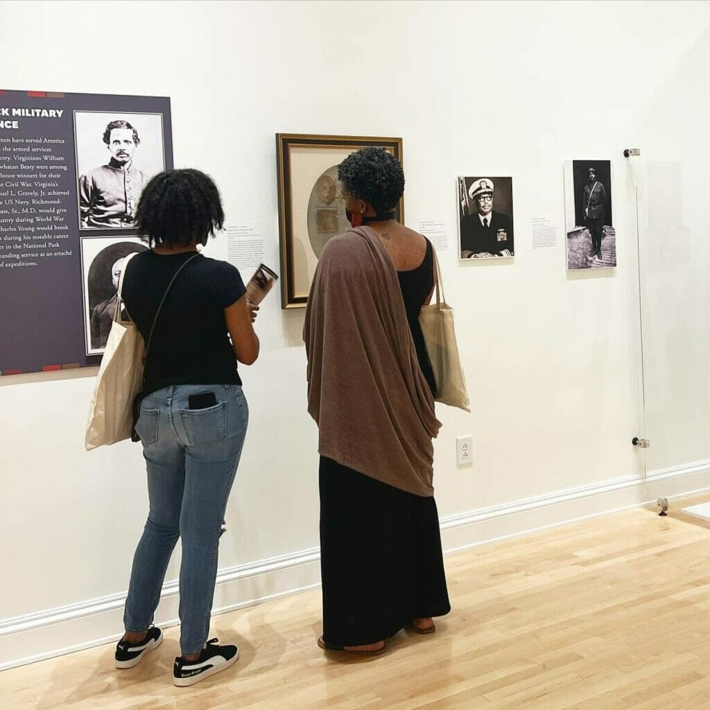 People observing the Black History Museum exhibits in Richmond Virginia 