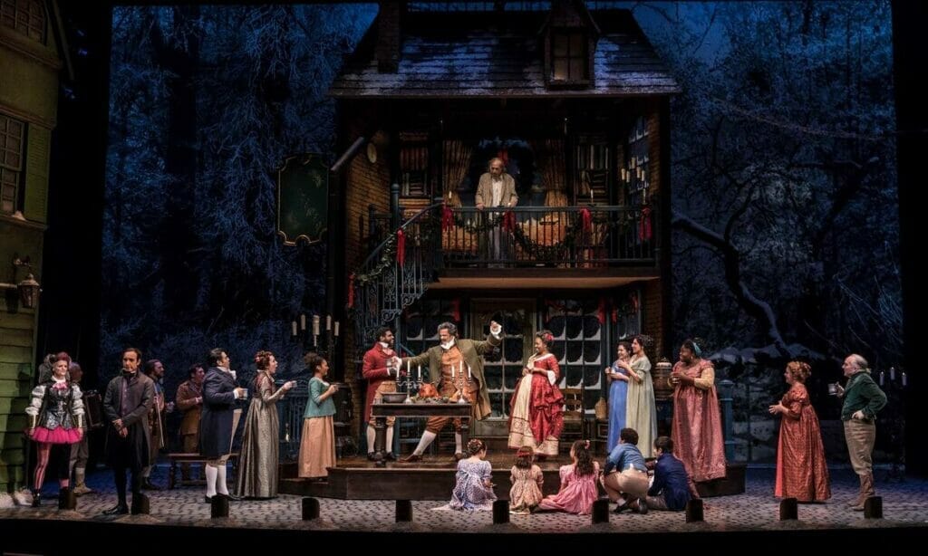 Actors performing A Christmas Carol at the Goodman Theatre 