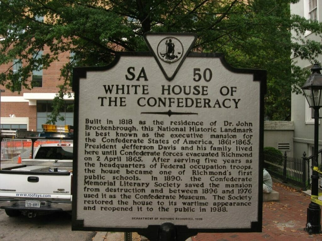 White House of the Confederacy sign 