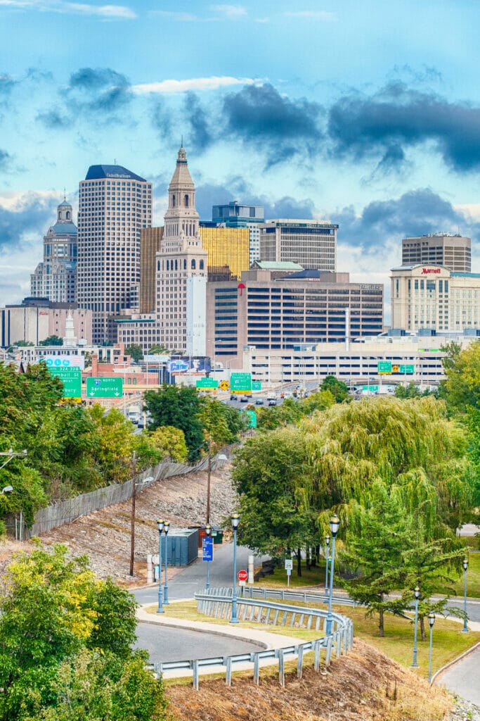 Downtown Hartford, Connecticut on a summer's day  