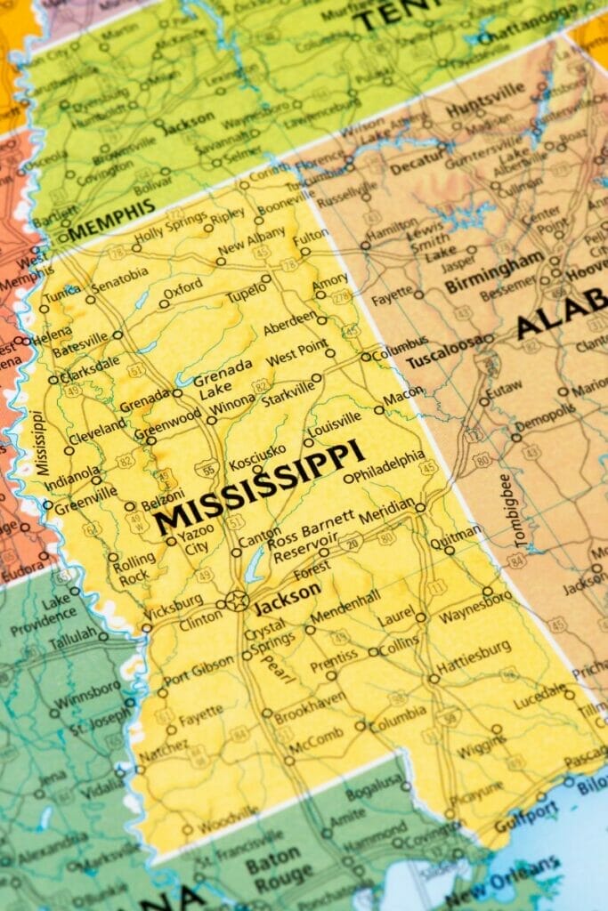 Mississippi map 