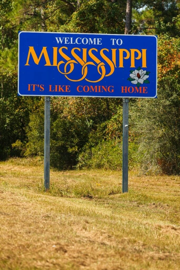 Welcome to Mississippi sign 