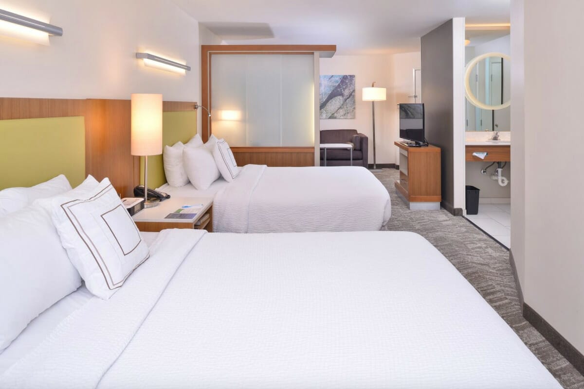 A clean, modern room at the SpringHill Suites by Marriott Las Vegas Henderson