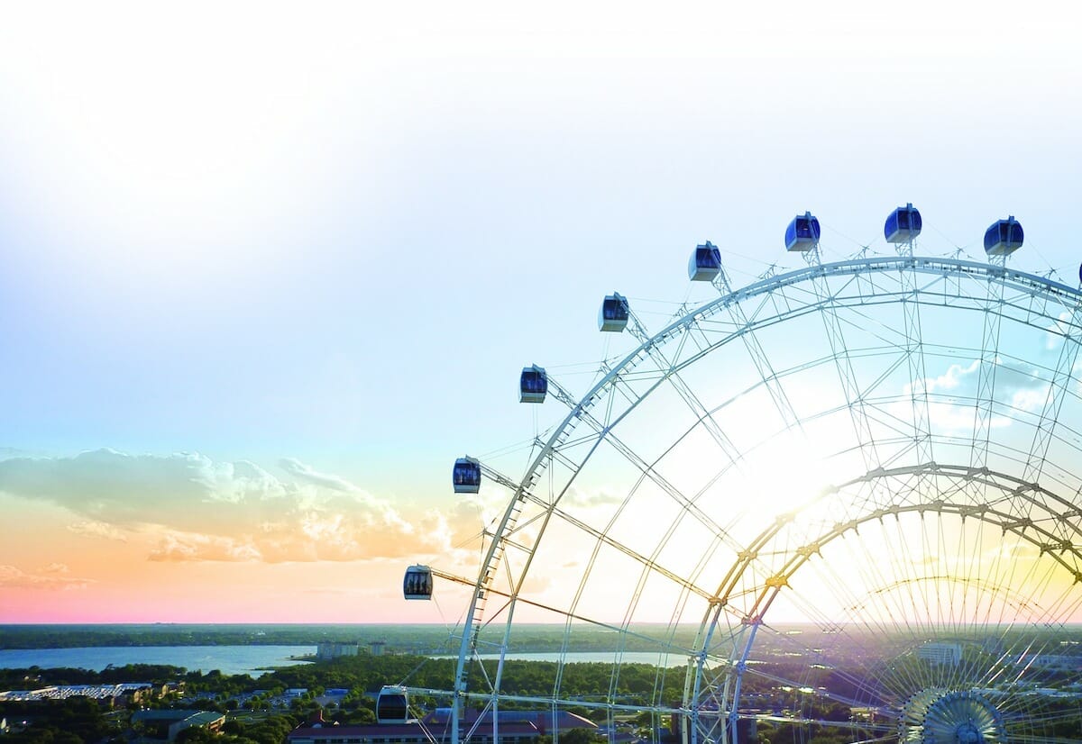 Beautiful view of the Wheel at ICON Park in Orlando FL