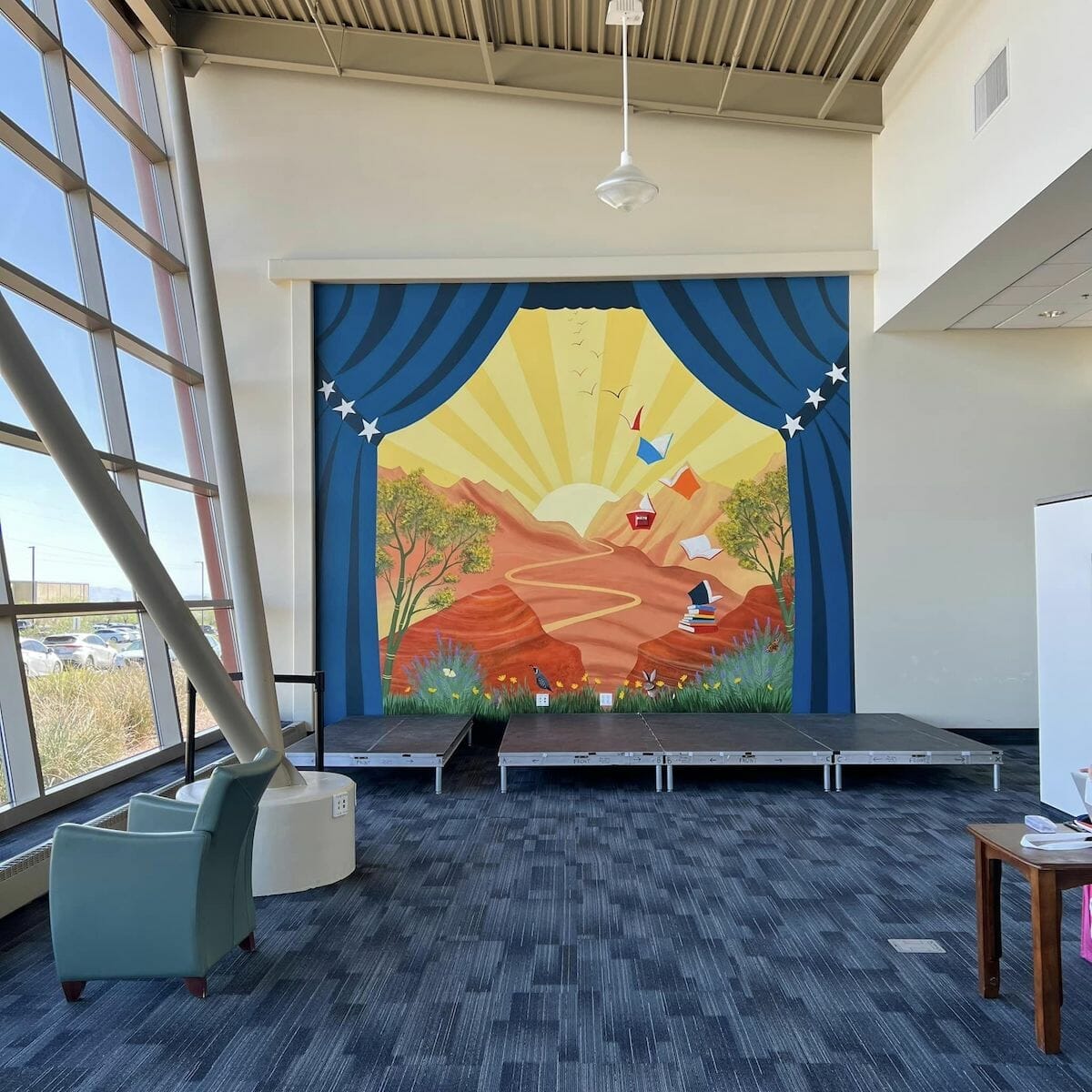 A colorful mural at Paseo Verde Library in Henderson Nevada