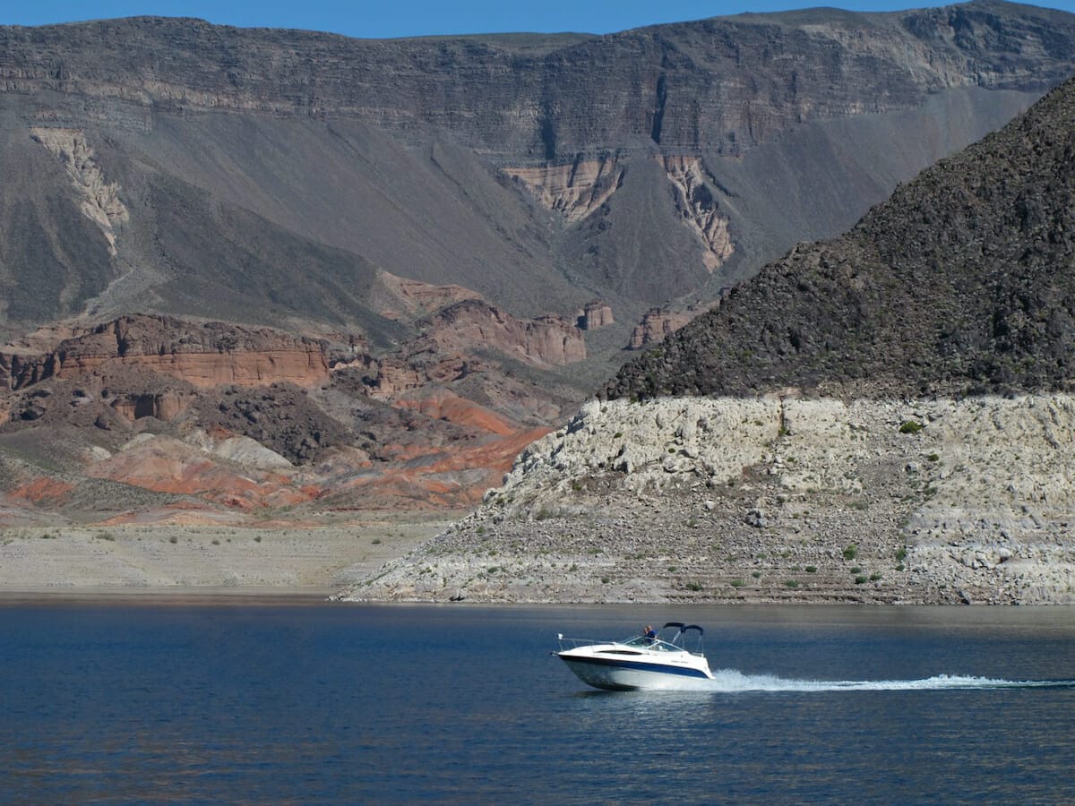 A boat on the water at Lake Mead National Recreation Area in Henderson Nevada