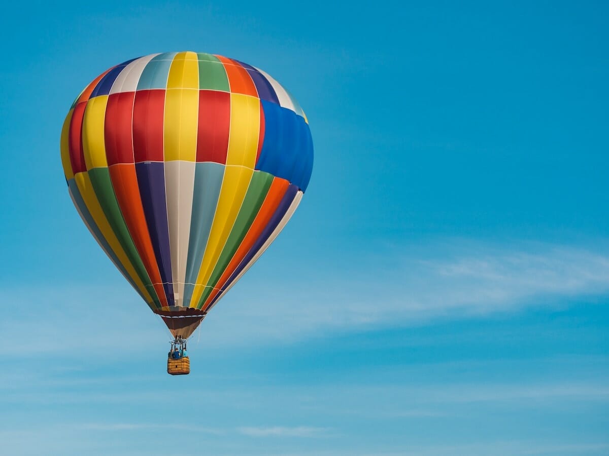 A colorful hot air balloon