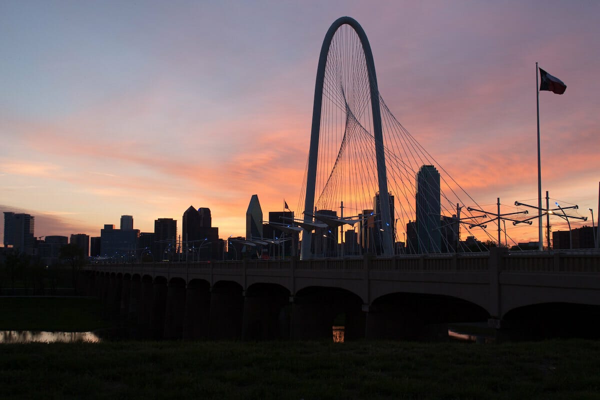 The Margaret Hunt Hill Bridge at sunrise