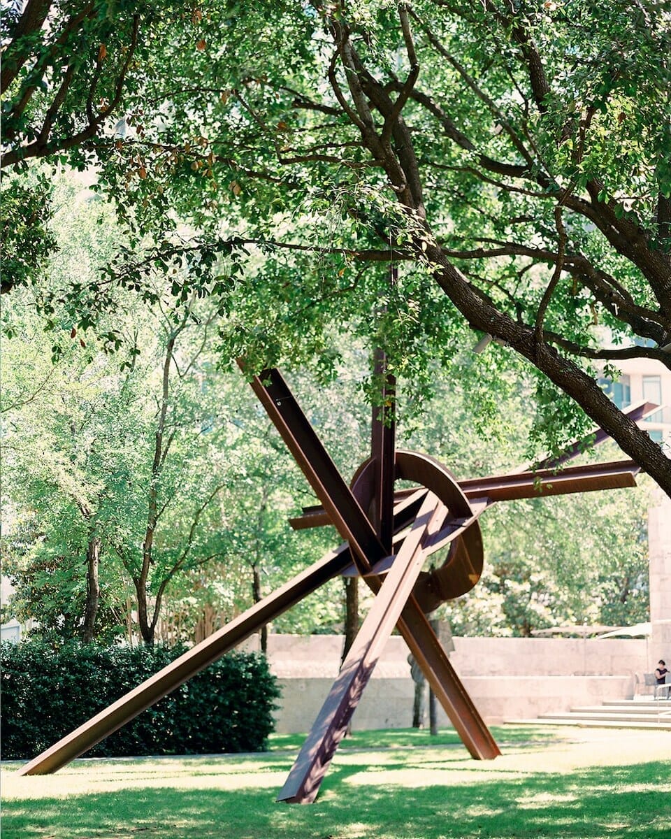 Metal sculpture in the garden at the Nasher Sculpture Center