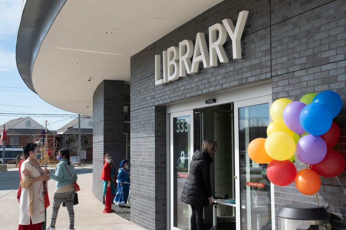 Balloons outside of Vickery Park Branch Library in Dallas