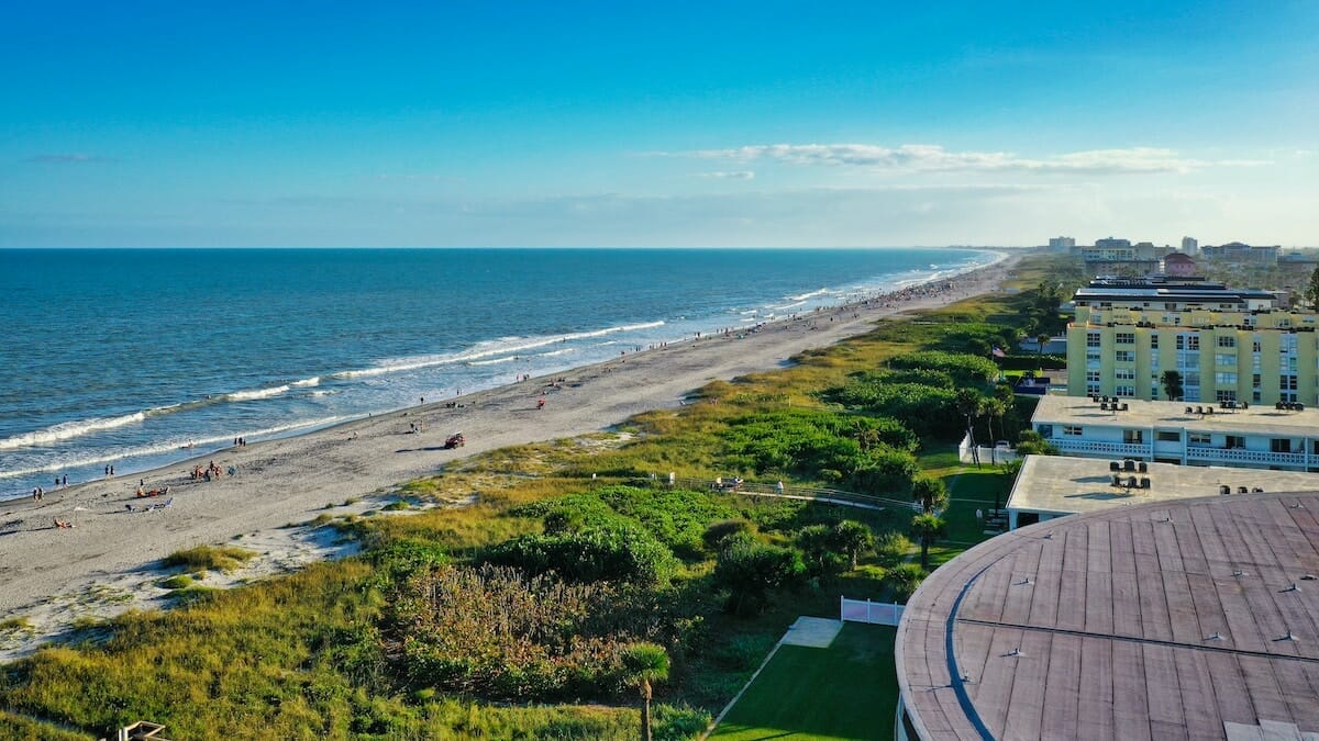 Aerial shot of Cocoa Beach, Florida