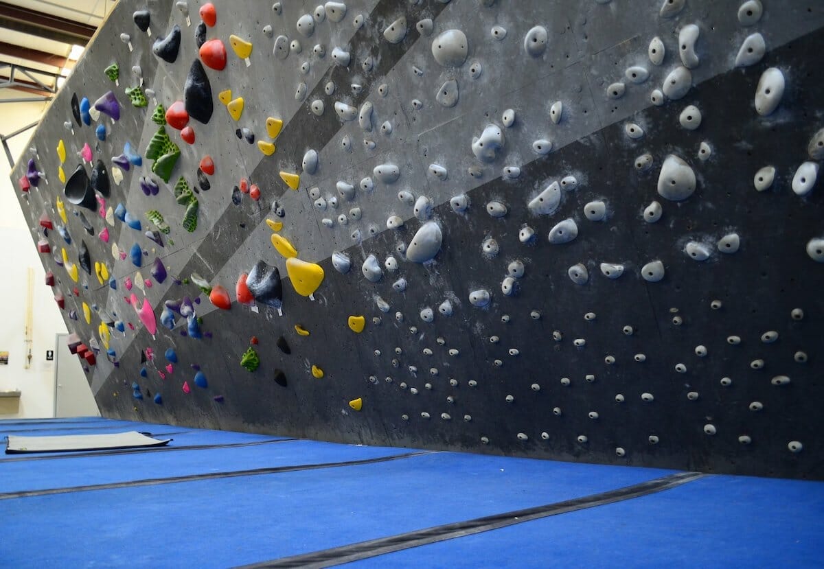 A rock wall at Aiguille Climbing Center near Orlando
