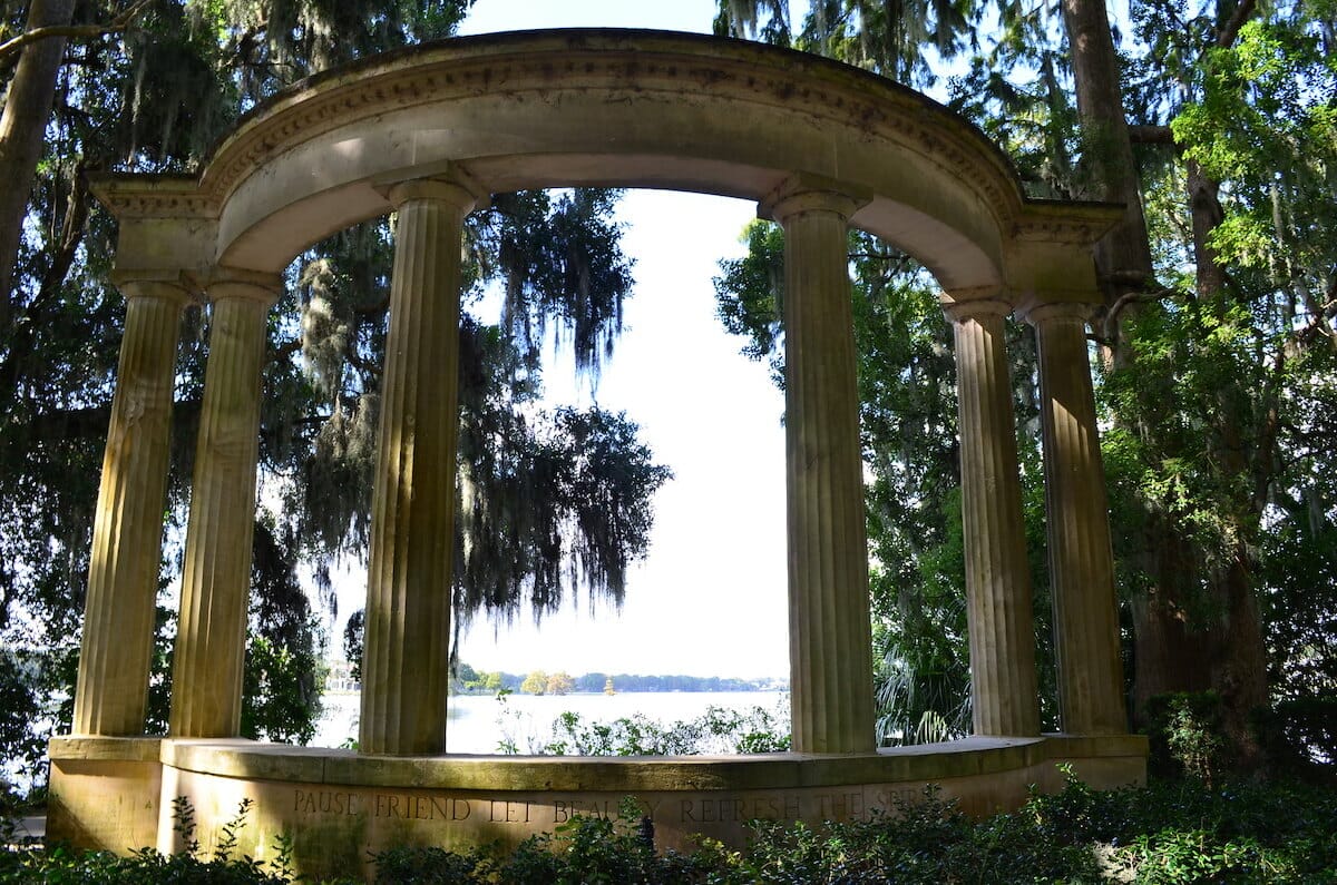the Exedra monument at Kraft Azalea Garden in Winter Park near Orlando Florida