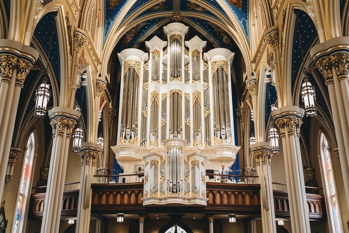 Ornate organ at Basilica of the Sacred Heart in South Bend Indiana