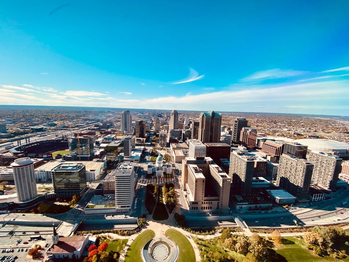 aerial view of downtown St Louis Missouri