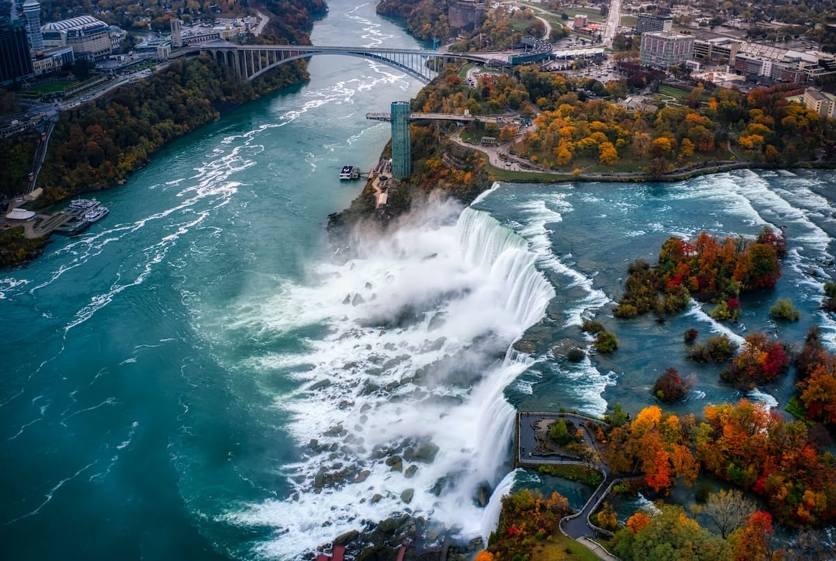 aerial view of Niagara Falls in New York, easily one of the most beautiful places in America