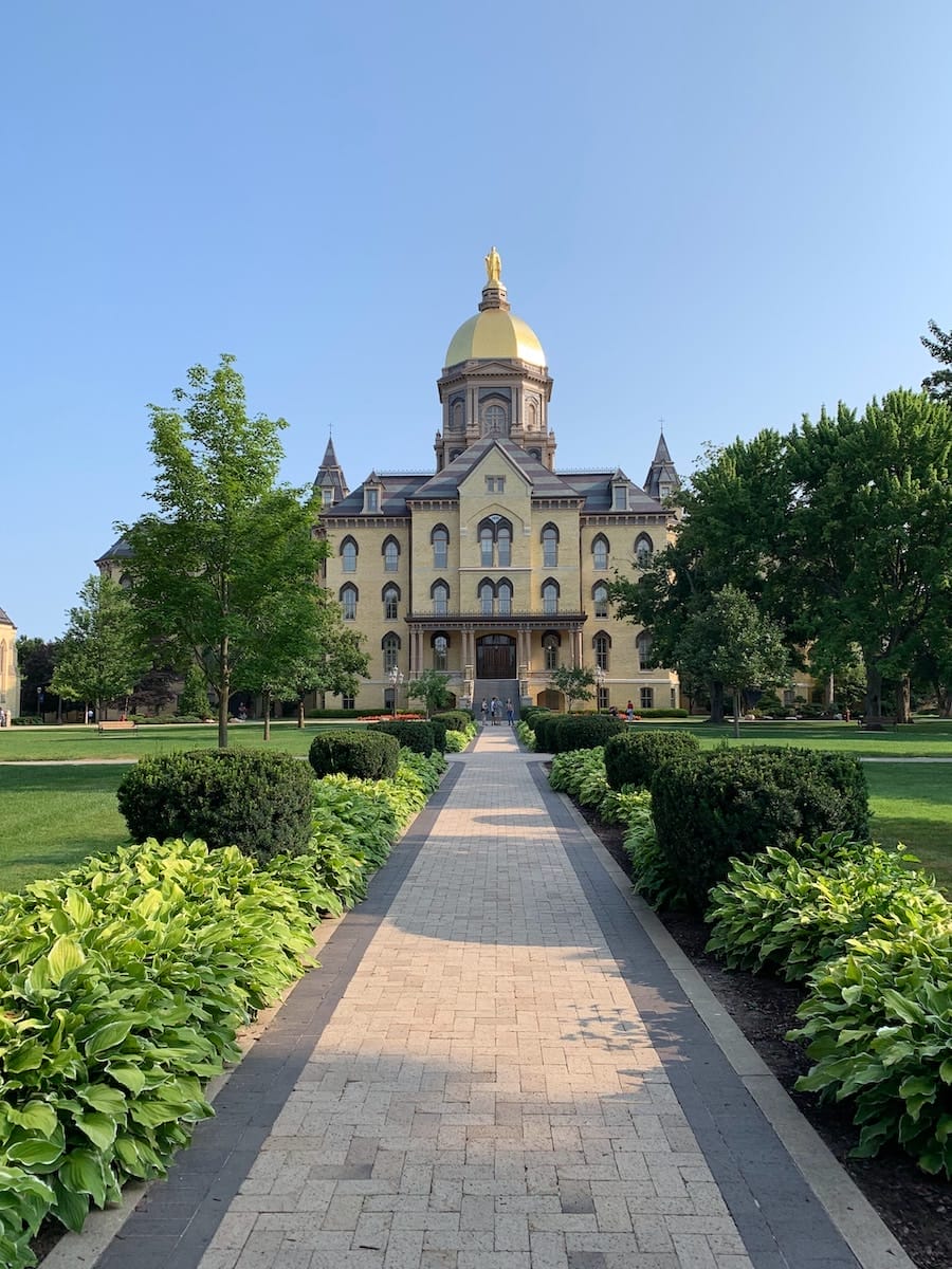 Gold-domed building at the University of Notre Dame in South Bend, Indiana