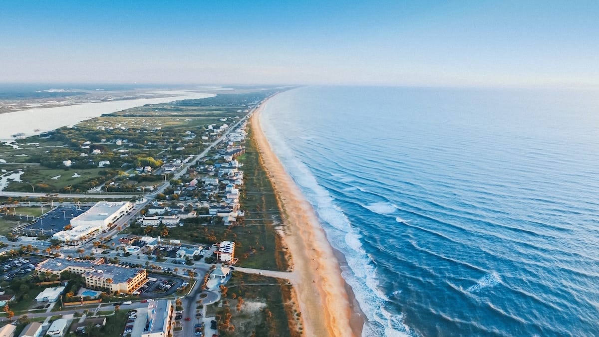 aerial view of the coast of St Augustine Florida