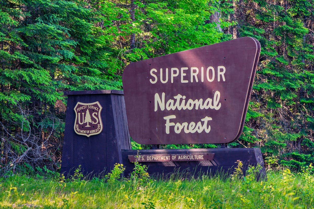 sign for Superior National Forest in Northern Minnesota