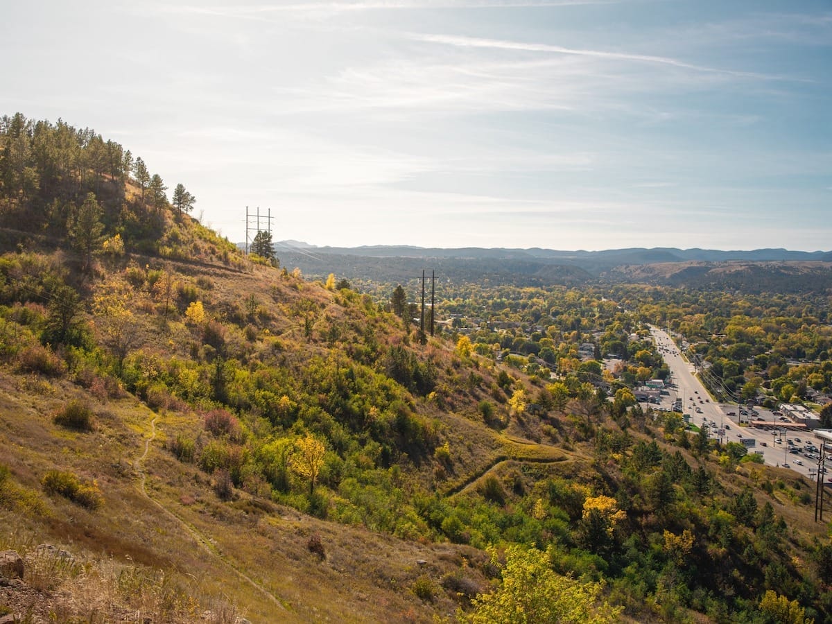 aerial shot of Rapid City, South Dakota