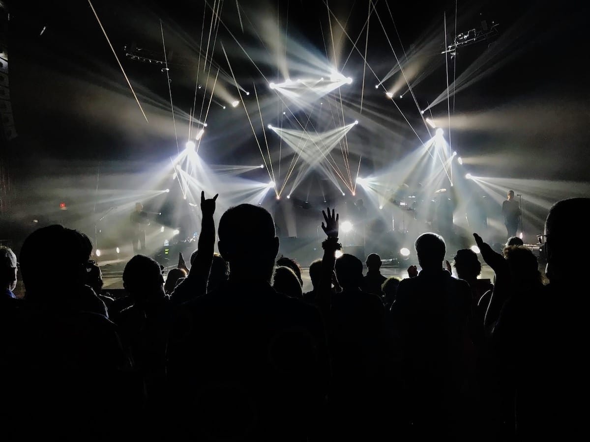 silhouette of an energetic crowd at a rock concert at the Cheyenne Civic Center