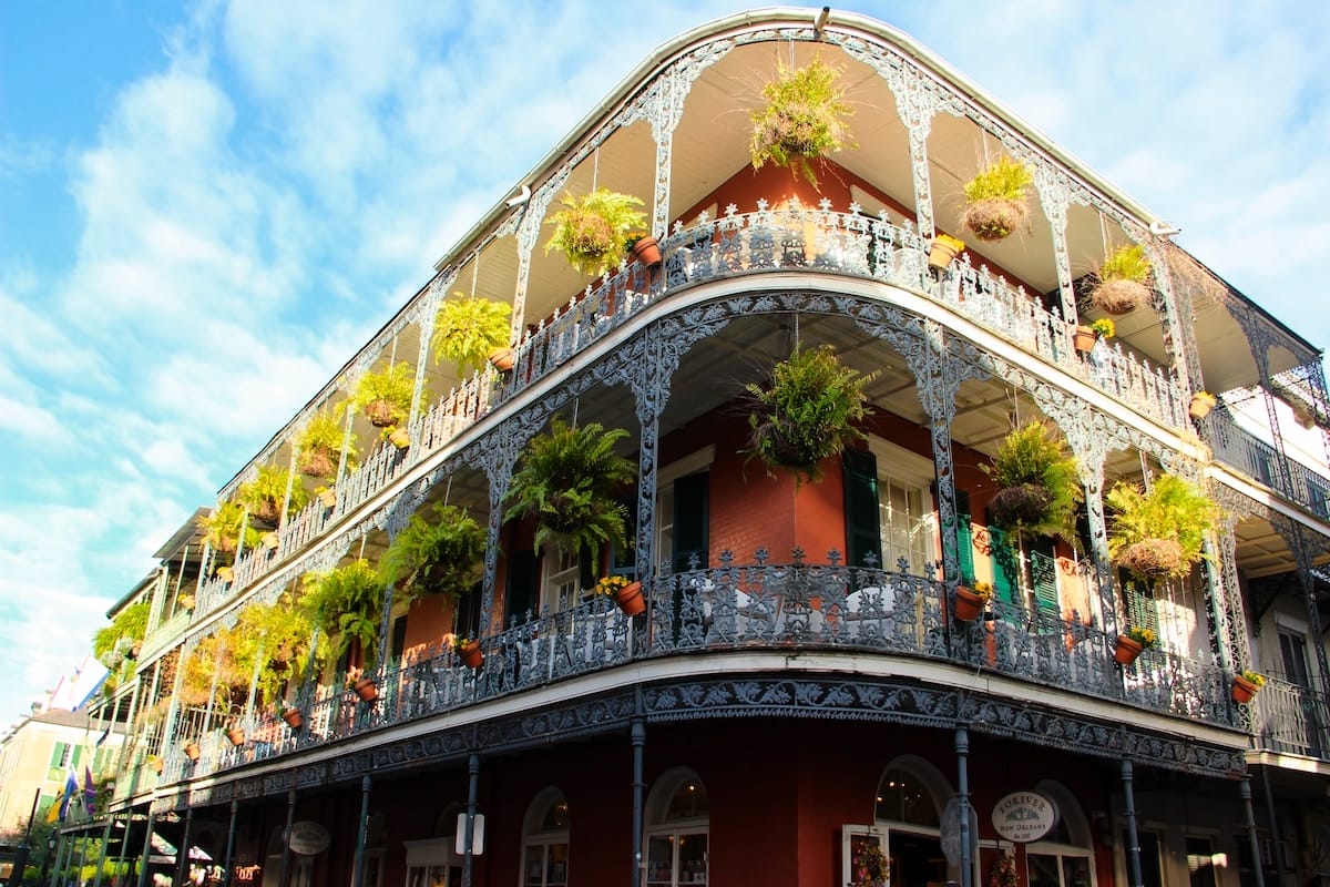A balcony in the French Quarter of New Orleans, one of the most beautiful places in America